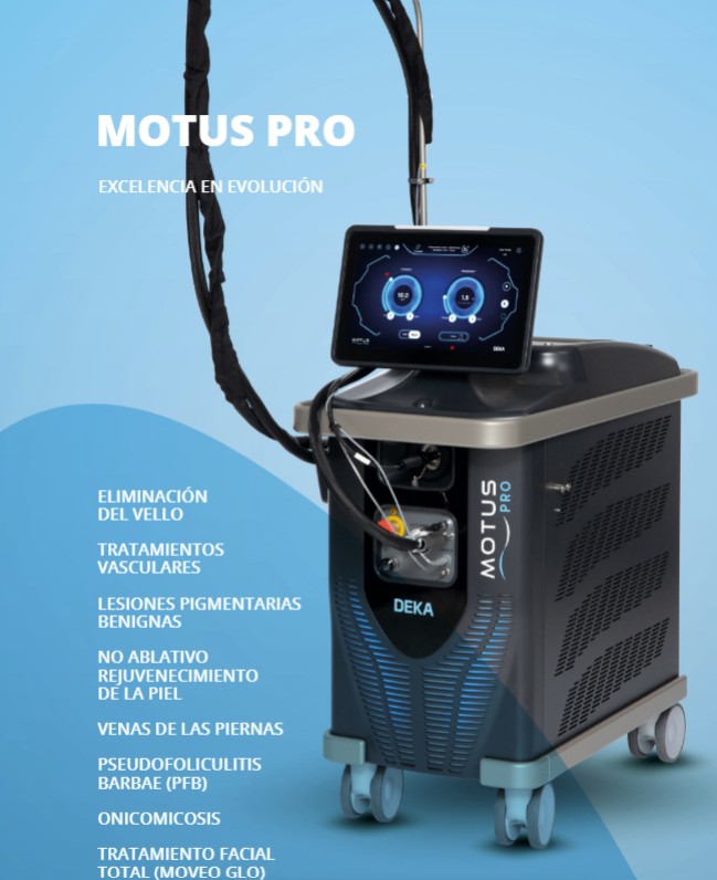 Equipo Motus PRO de DEKA para depilación láser Alejandrita eficaz