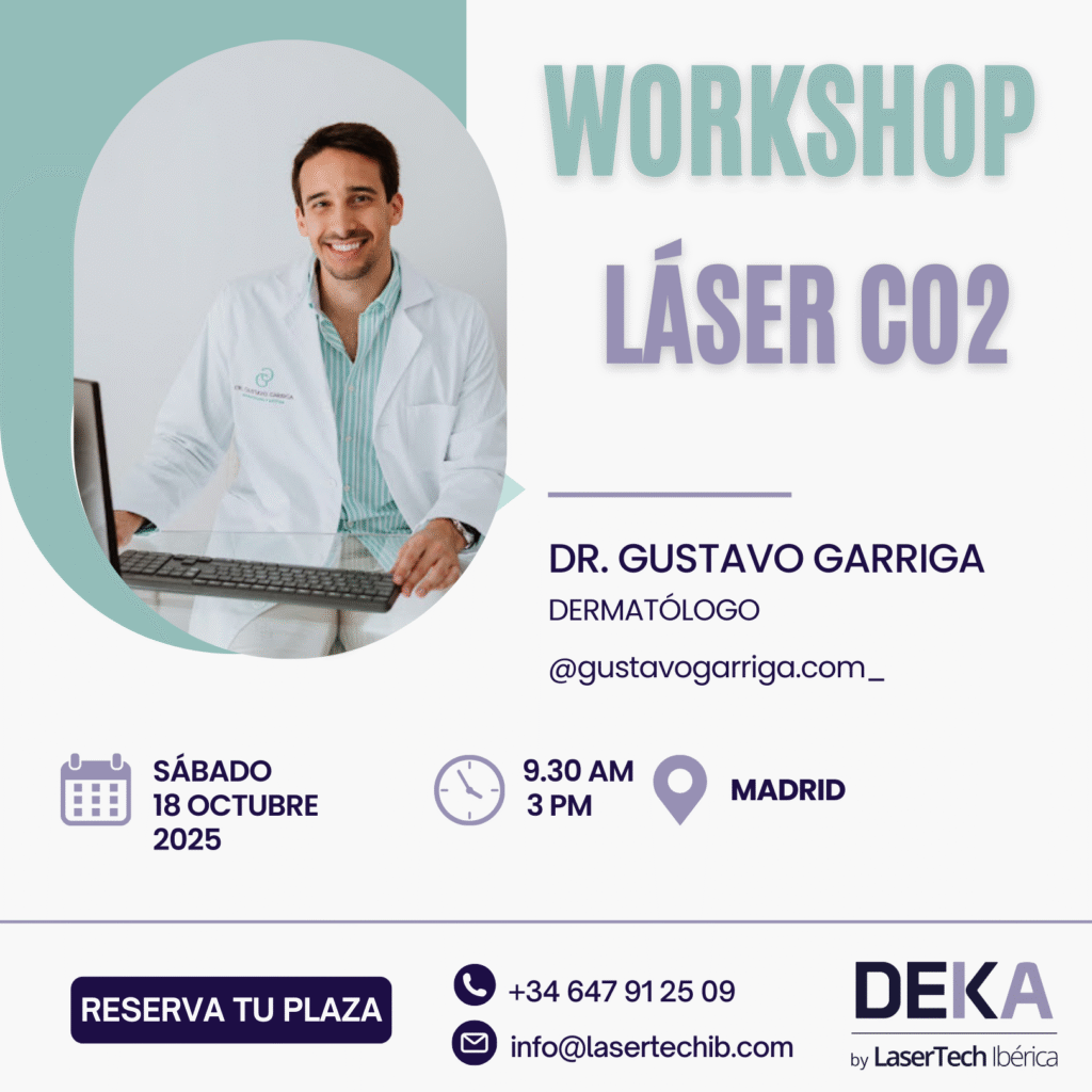 Workshop Láser CO2 en Madrid con el Dr. Gustavo Garriga. Taller práctico en rejuvenecimiento, cicatrices y lesiones dermatológicas. Este workshop está diseñado para: Dermatólogos que desean actualizar sus conocimientos en el uso del láser CO2. Médicos estéticos que buscan añadir un tratamiento seguro y rentable a su clínica. Profesionales sanitarios interesados en ofrecer rejuvenecimiento cutáneo avanzado y procedimientos mínimamente invasivos.