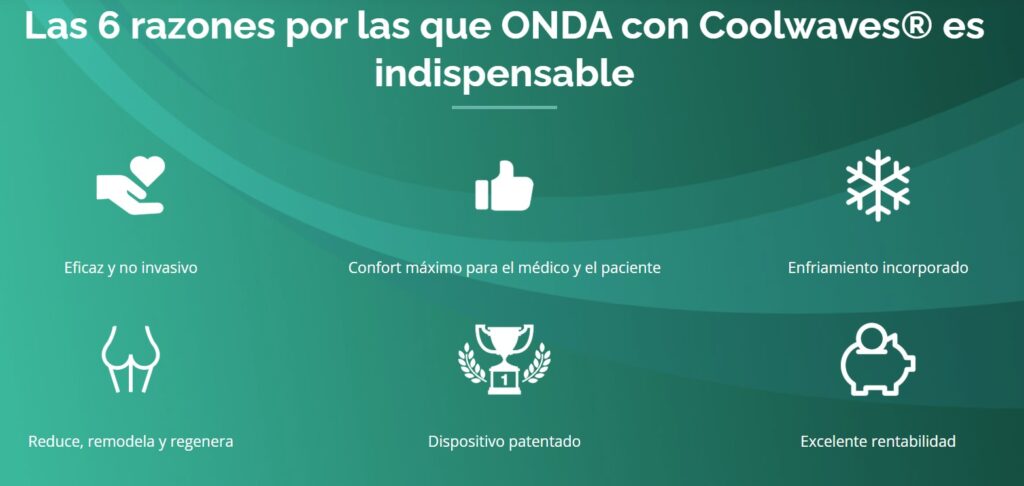 Onda aparatologia con coolwaves para celulitis, tensado, flacidez.